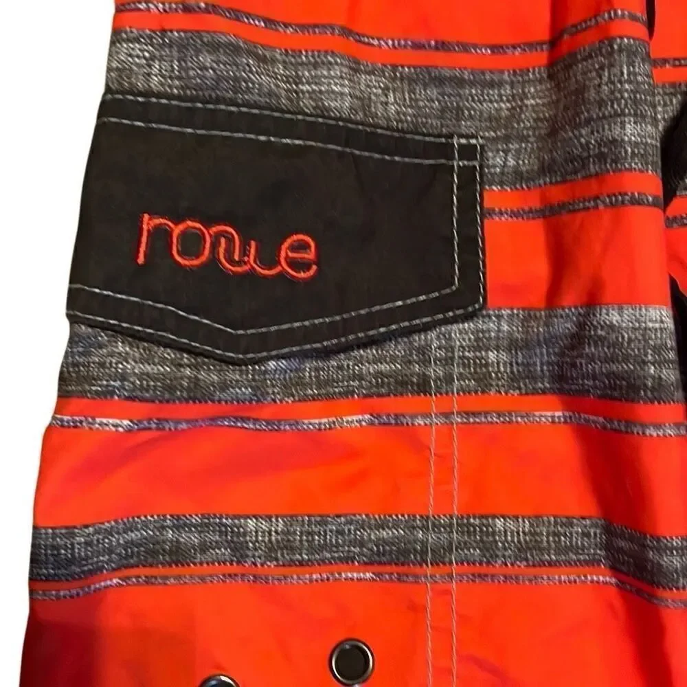 Nonwe Men’s 28 Red and Black Striped Swim Board Shorts